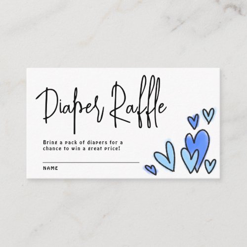 Valentine Blue Hearts Diaper Raffle Baby Shower Enclosure Card