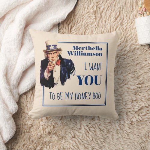 Valentine Boo Uncle Sam Couple Throw Pillow