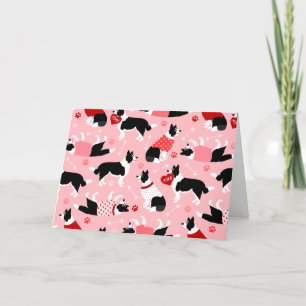 Valentine Border Collie Pattern Holiday Card