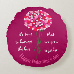 Valentine Bouquet of Love Flowers  Round Pillow