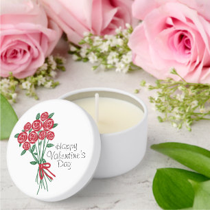 Valentine Bouquet of Red Roses Mini Candle Favors