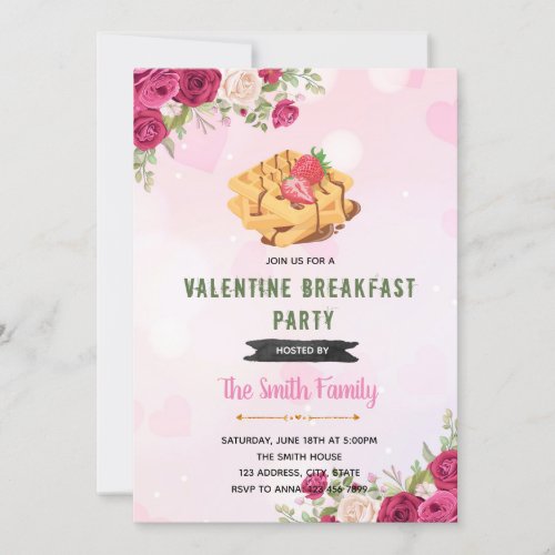 Valentine breakfast theme Invitation
