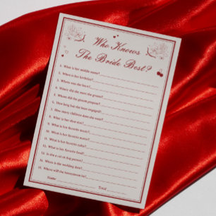Valentine Bridal Shower Who Knows Bride Best Card