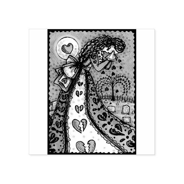 VALENTINE BROKEN, WEEPING WOMAN RUBBER STAMP (Imprint)