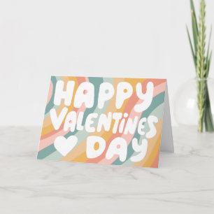 Valentine Bubble Letters Pastel Rainbow Stripes Card