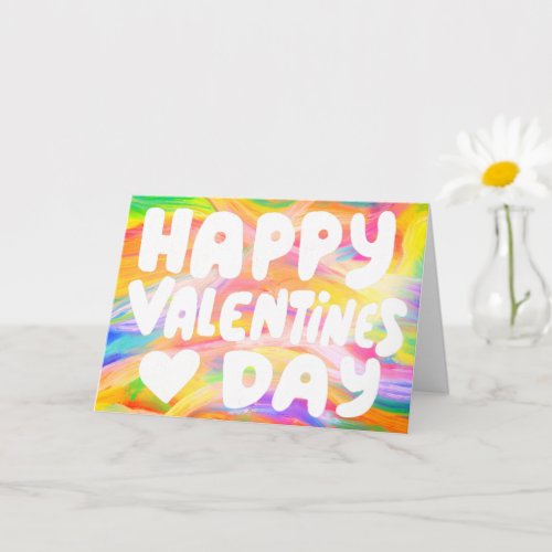 Valentine Bubble Letters Rainbow Paint Pride Card