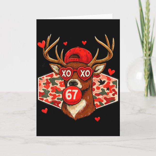 Valentine Buck 67 Meme Camo Deer Hunting Boys Hunt Card (Front)