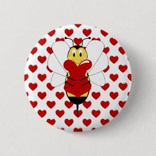 Valentine Bumble Bee Button