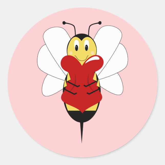 Valentine Bumble Bee Sticker (Front)