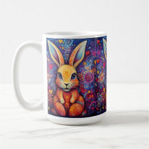 Valentine Bunny Flowers hearts purple
