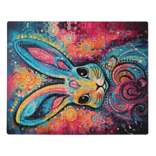Valentine Bunny Positive vibes hearts Jigsaw Puzzle