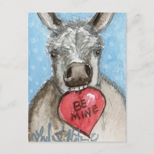 Valentine Burro Postcard