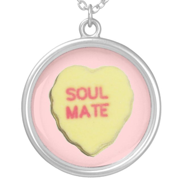 Valentine Candy Heart Silver Plated Necklace (Front)