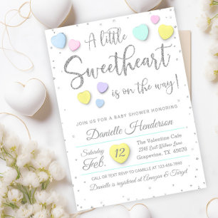 Valentine Candy Hearts Baby Shower Invitation