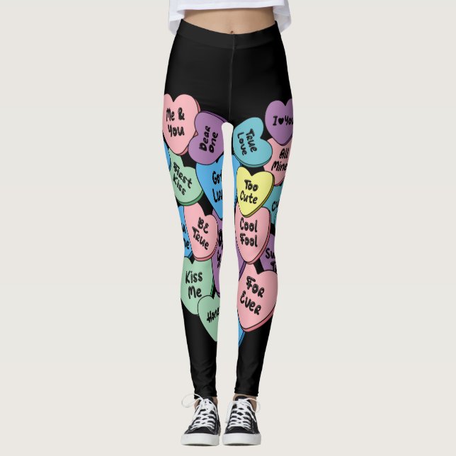 valentine candy hearts conversation Leggings (Front)