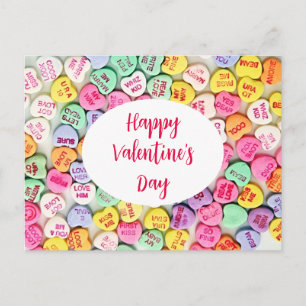 Valentine Candy Hearts Love Quotes Postcard