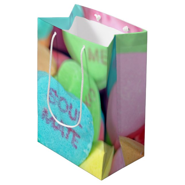 Valentine Candy Hearts Medium Gift Bag (Front Angled)