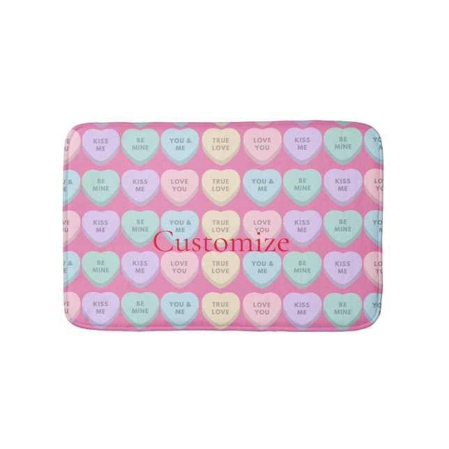Valentine Candy Hearts Thunder_Cove Bath Mat (Front)