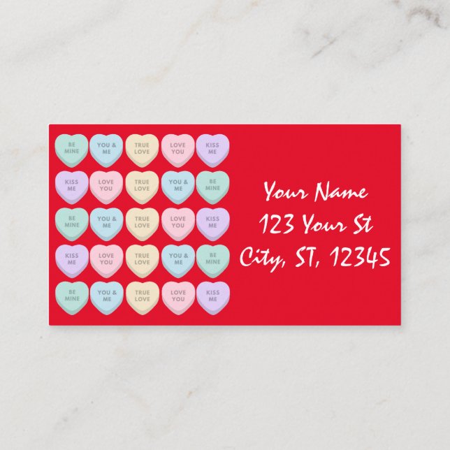 Valentine Candy Hearts Thunder_Cove Business Card (Back)