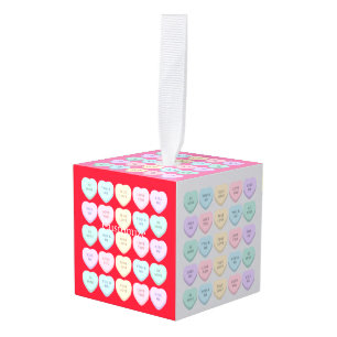 Valentine Candy Hearts Thunder_Cove Cube Ornament