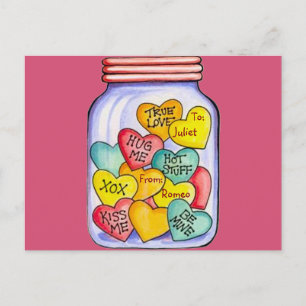 Valentine Candy Jar Postcard