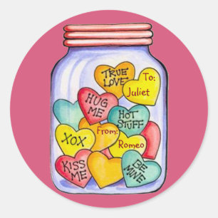 Valentine Candy Jar Stickers