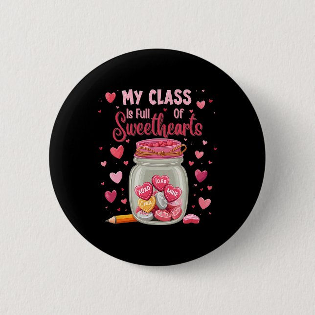 Valentine Candy Jar Teacher  Button (Front)