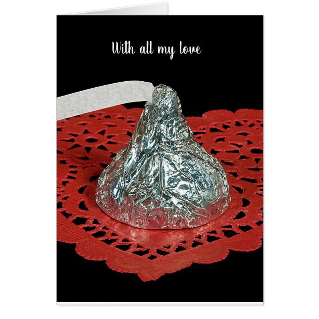 Valentine Candy Kiss on heart Cards (Front)