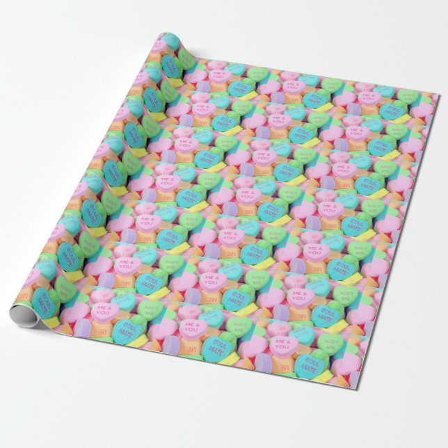 valentine candy love hearts wrapping paper (Unrolled)