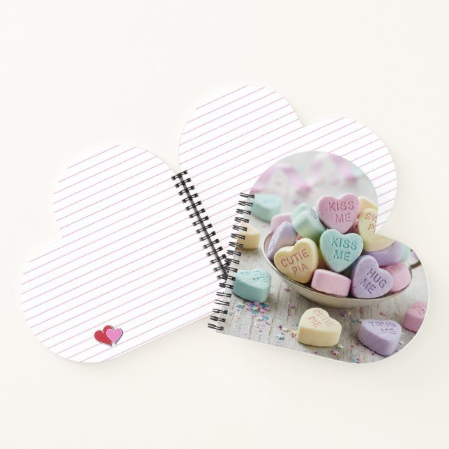 Valentine Candy SweetHearts adorable Heart shaped Notebook (Inside)