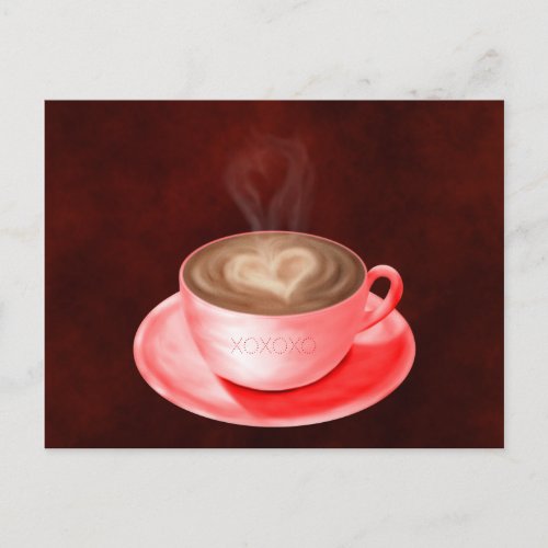 Valentine Cappuccino Art Heart Postcard