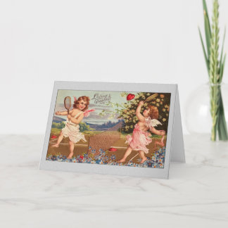 Valentine Card-Cupids Playing Tennis Holiday Card