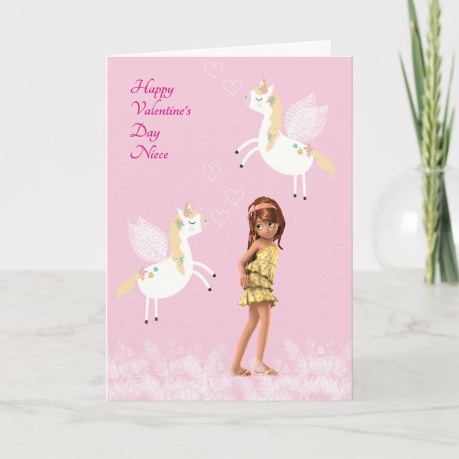 Valentine Card for Niece with Unicorns (Front)