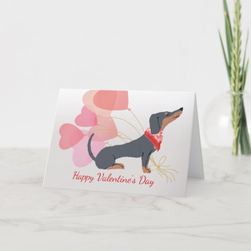 Valentine Card from Dachshund Dog red Balloons