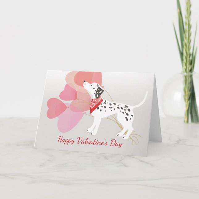Valentine Card from Dalmatian Dog red Balloons (Front)