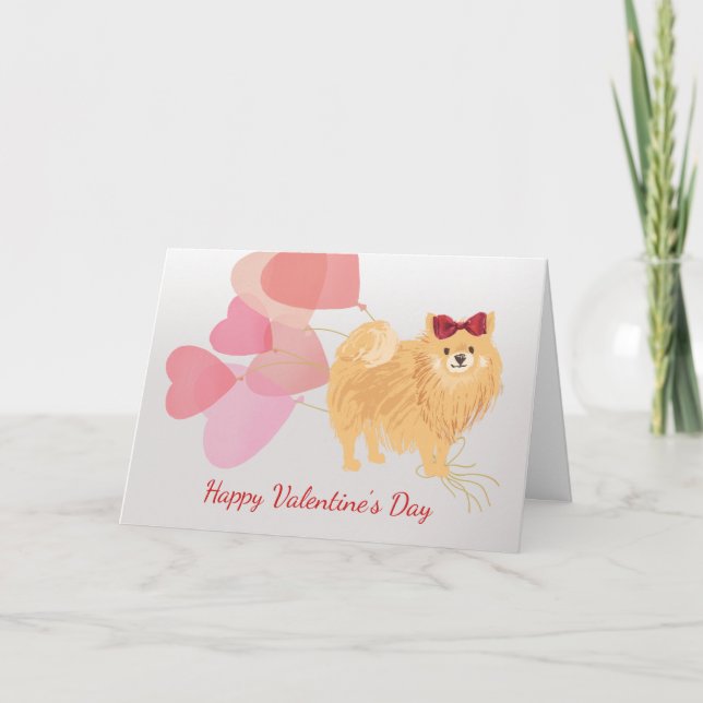 Valentine Card from your Pomeranian with Red Bow (Front)