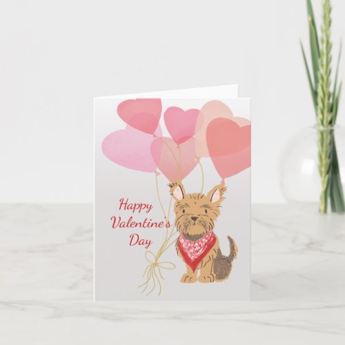Valentine Card from your Yorkie and Red  Balloons