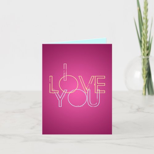 Valentine Card I Love You Hot Pink Holiday Card