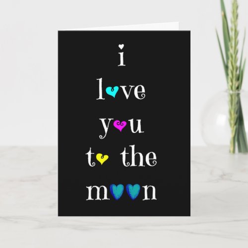 Valentine Card  i love you to the moon and back Holiday Card