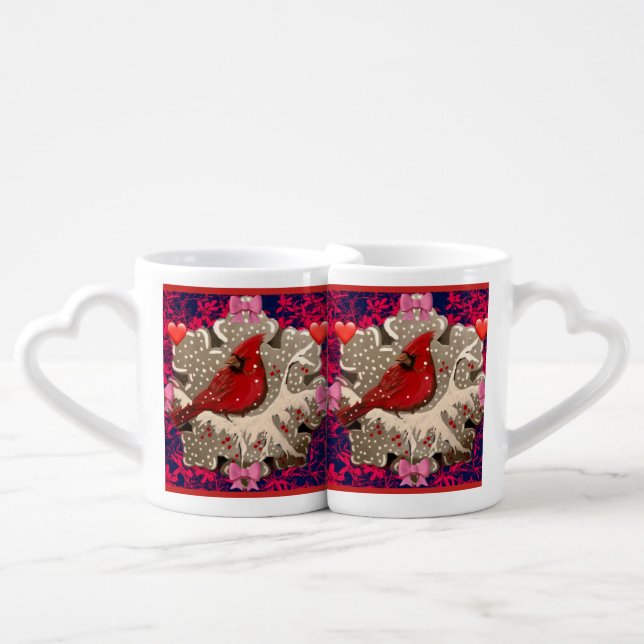 Valentine Cardinal Love Coffee Mug Set (Front Nesting)