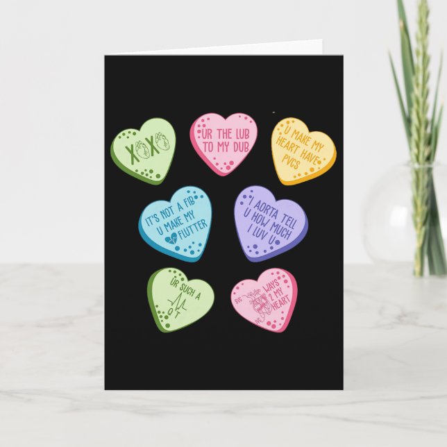 Valentine Cardiology Nurse Conversation Hearts Can Card (Front)