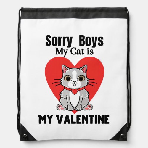 Valentine_cat Drawstring Bag