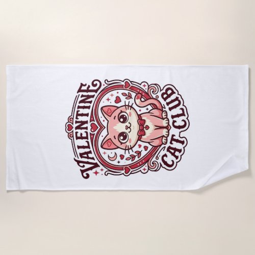 Valentine Cat Funny Cat Lover Design - Valentine C Beach Towel