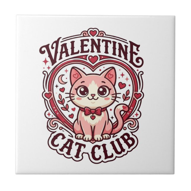 Valentine Cat Funny Cat Lover Design - Valentine C Ceramic Tile (Front)