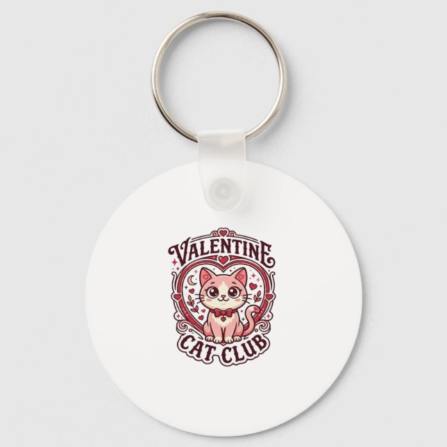 Valentine Cat Funny Cat Lover Design - Valentine C Keychain (Front)