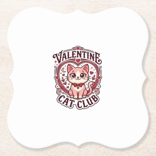 Valentine Cat Funny Cat Lover Design - Valentine C Paper Coaster