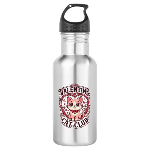 Valentine Cat Funny Cat Lover Design - Valentine C Stainless Steel Water Bottle