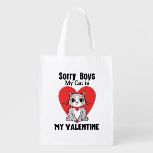 Valentine_cat Grocery Bag
