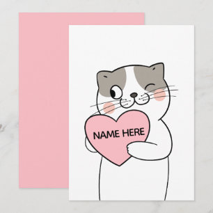 VALENTINE CAT HEART HOLIDAY CARD