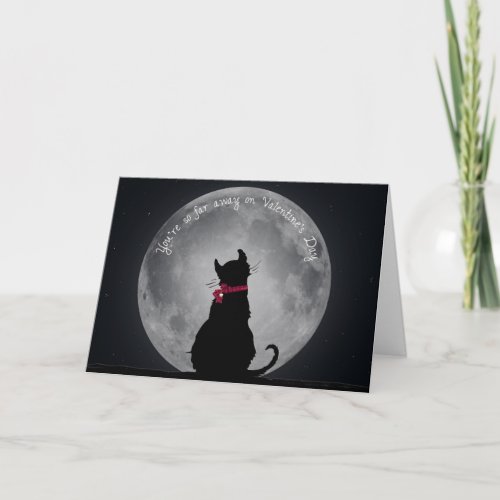 Valentine Cat in the Moonlight Miss You Holiday Card